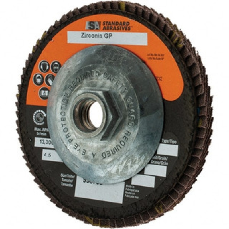 CGW Abrasives 4-1/2 40 Grit 5/8-11 Center Hole Type 29 Zirconia Alumina Flap Disc Coarse Grade, Coated, Arbor Attachment 28442RWB – 61496451