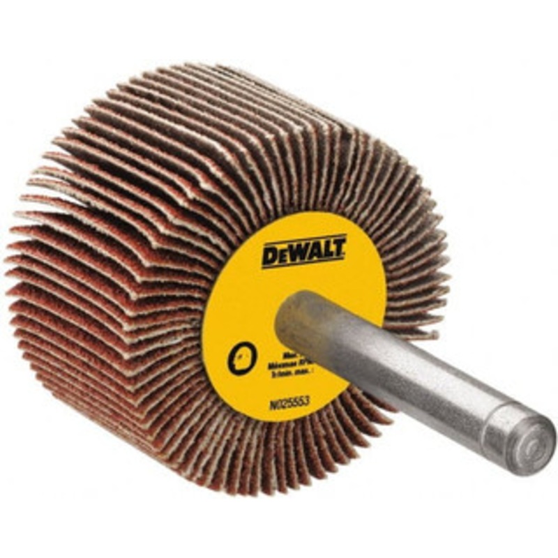 DeWALT 1 Diam x 1 Face Width, Medium Aluminum Oxide Coated Mounted Flap Wheel 1/4 Shank Mount, 80 Grit, Cloth Backing, 25,000 Max RPM DAFE1B0810 – 42232769