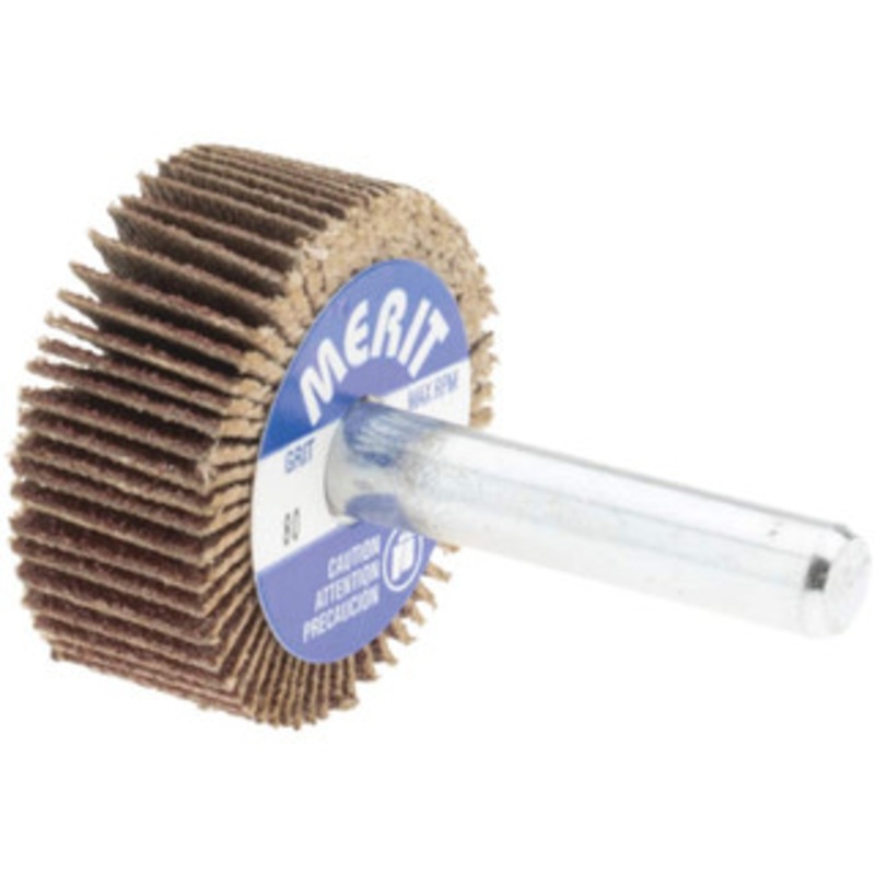 Merit Abrasives 1-3/16 Diam x 1/2 Face Width, Medium Aluminum Oxide Coated Mounted Flap Wheel 1/4 Shank Mount, 80 Grit, Cloth Backing, 25,000 Max RPM 08834137811 – 72373574