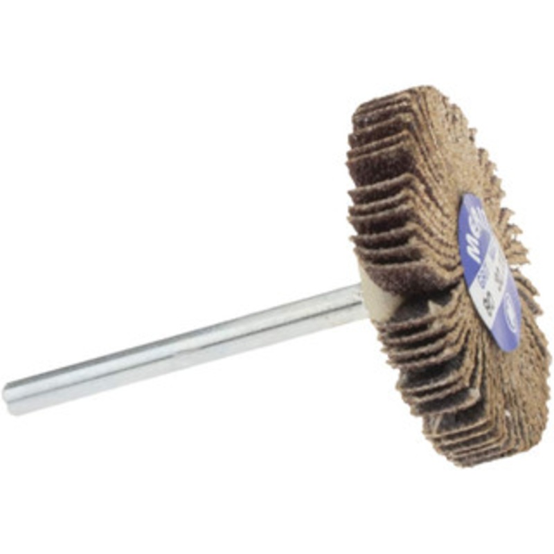 Merit Abrasives 1-3/16 Diam x 3/16 Face Width, Medium Aluminum Oxide Coated Mounted Flap Wheel 1/8 Shank Mount, 80 Grit, Cloth Backing, 30,000 Max RPM 08834137501 – 84400688