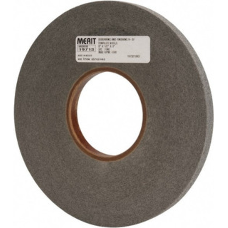 Merit Abrasives 8 Diam, 1/2 Face Width, 3 Center Hole, Fine Grade, Silicon Carbide Deburring Wheel Convolute, Hard Density 9 Grade, 4,500 RPM 66254419713 – 84524990