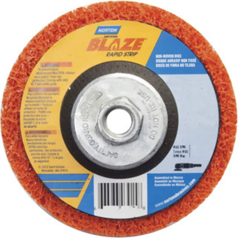 Norton 4-1/2 Extra Coarse Grade Aluminum Oxide/Ceramic Deburring Disc 5/8-11 Threaded Center Hole, Arbor Mount Connection, Orange, 12,000 Max RPM 66254498101 – 03634680