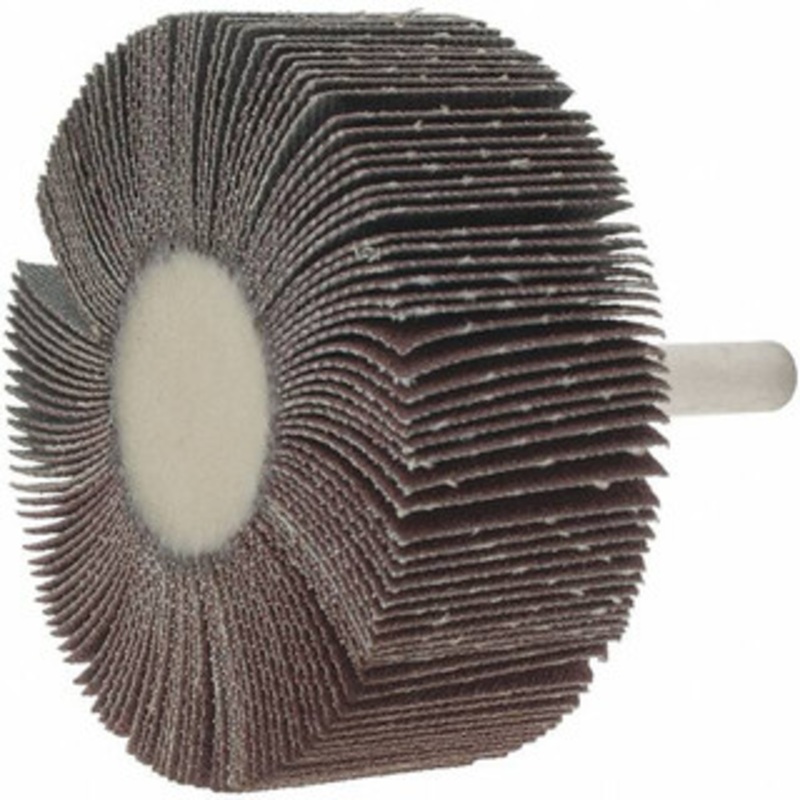 Value Collection 2-1/2 Diam x 1 Face Width, Fine Aluminum Oxide Coated Mounted Flap Wheel 1/4 Shank Mount, 120 Grit, 25,000 Max RPM BD3275 – 64706070