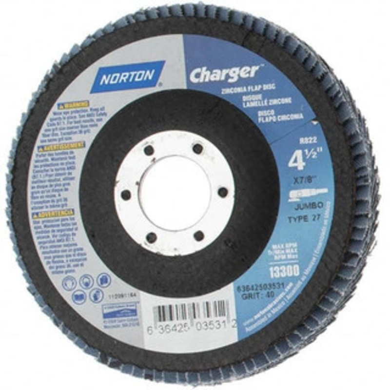 Value Collection 4-1/2 40 Grit 7/8 Center Hole Type 27 Zirconia Alumina Flap Disc Coarse Grade, Coated, Fiberglass Backing, 13,000 RPM BD-N03531 – 43595974