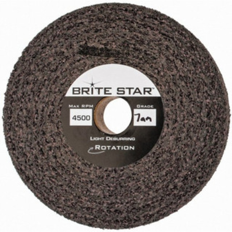 Brite Star 6 Diam, 1 Face Width, 1 Center Hole, Medium Grade, Aluminum Oxide Deburring Wheel Convolute, Hard Density 8 Grade, 6,000 RPM 66261114532 – 81243875