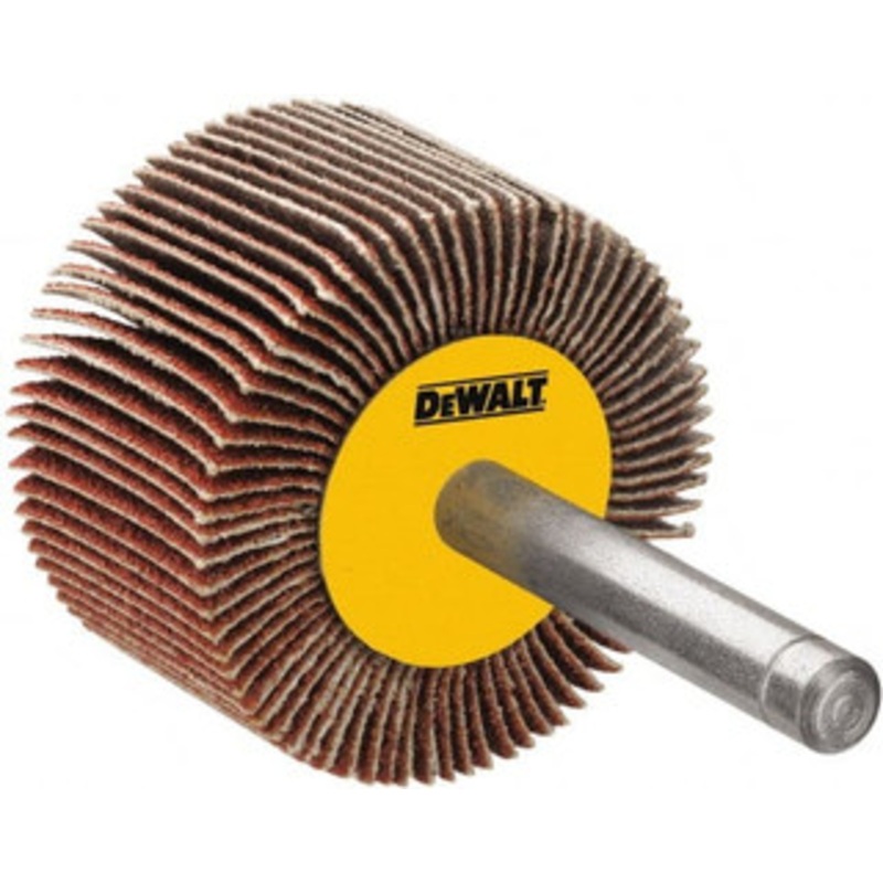 DeWALT 1 Diam x 1/2 Face Width, Medium Aluminum Oxide Coated Mounted Flap Wheel 1/4 Shank Mount, 80 Grit, Cloth Backing, 25,000 Max RPM DAFE1A0810 – 36763993