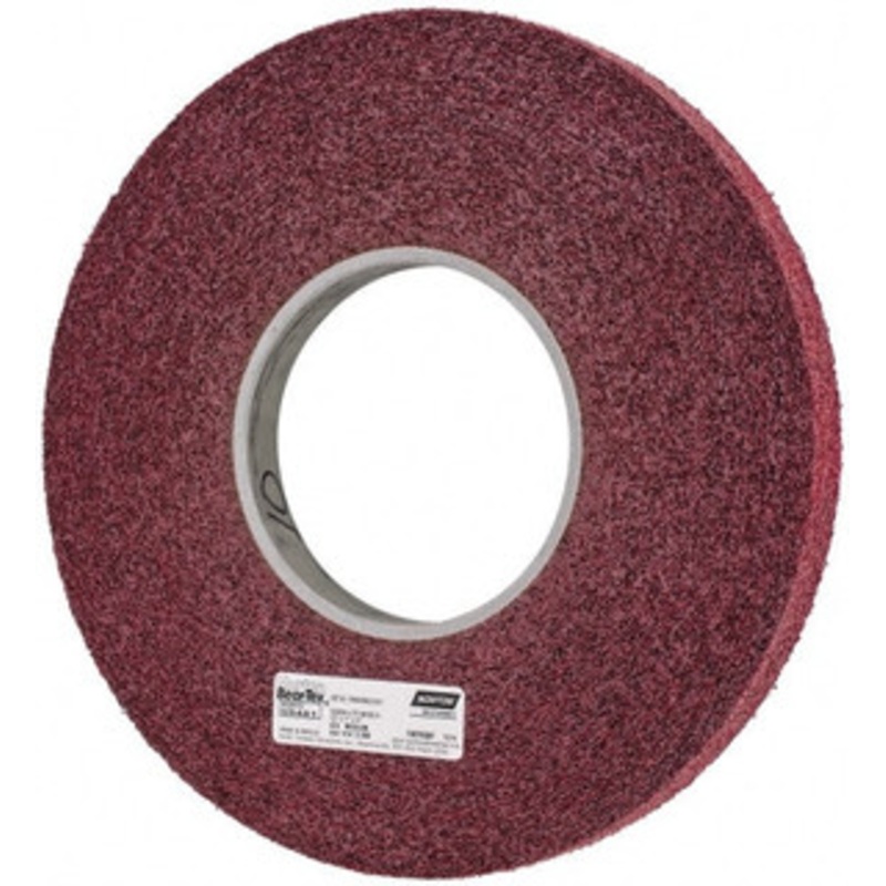 Norton 12 Diam, 1 Face Width, 5 Center Hole, Medium Grade, Aluminum Oxide Deburring Wheel Convolute, Density 6 Grade, 3,000 RPM 66261009481 – 07554892