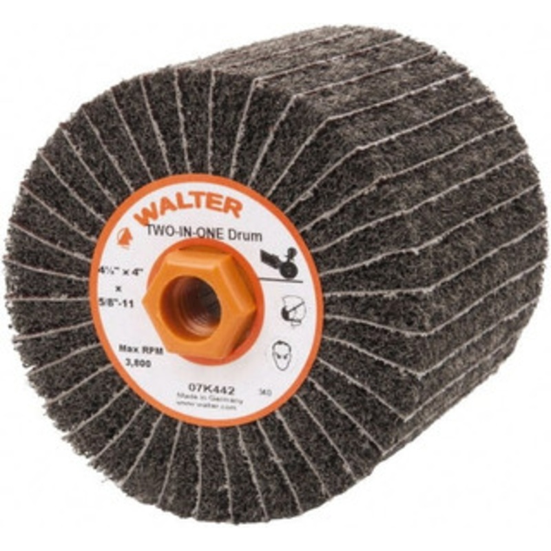 Walter Surface Technologies 4-1/2 x 4 80 Grit Aluminum Oxide Unmounted Flap Wheel Nonwoven & Coated, Fine Grade, 5/8-11 Threaded Hole, 3,800 Max RPM 07K442 – 44704575