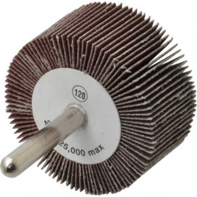 CGW Abrasives 2 Diam x 1 Face Width, Fine Aluminum Oxide Coated Mounted Flap Wheel 1/4 Shank Mount, 120 Grit, 25,000 Max RPM 39934 – 01823830