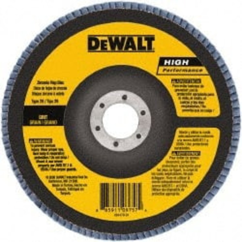 DeWALT 6 40 Grit 7/8 Center Hole Type 29 Zirconia Alumina Flap Disc Coarse Grade, Coated, Arbor Attachment, Poly Cotton Backing, 10,100 RPM DW8380 – 60712510