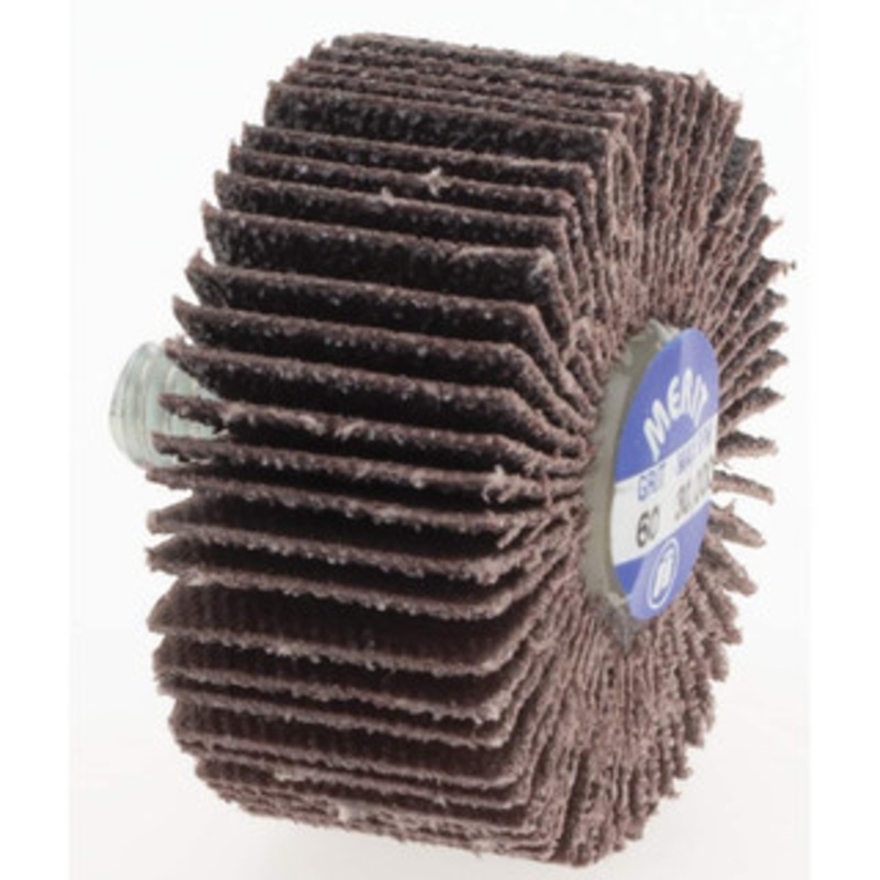 Merit Abrasives 1-3/8 Diam x 5/8 Face Width, Medium Aluminum Oxide Coated Mounted Flap Wheel 1/4-20 Threaded Mount, 60 Grit, Cloth Backing, 30,000 Max RPM 08834132001 – 97276836
