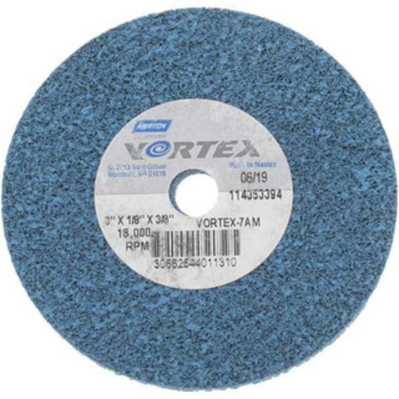 Norton 3 Diam, 1/8 Face Width, 3/8 Center Hole, Medium Grade, Aluminum Oxide Deburring Wheel Unitized, Medium Density 7 Grade 66254401131 – 45452463