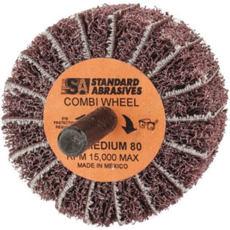 Standard Abrasives 2 Diam x 1 Face Width, Medium Aluminum Oxide Coated Mounted Flap Wheel 1/4 Shank Mount, 80 Grit, 15,000 Max RPM 7000122221 – 75382267