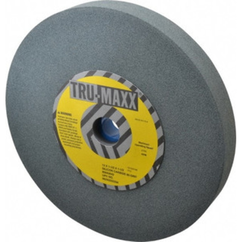 Tru-Maxx 80 Grit Silicon Carbide Bench & Pedestal Grinding Wheel 12 Diam x 1-1/2 Hole x 1-1/2 Thick, 2705 Max RPM, K Hardness, Medium Grade , Vitrified Bond 66253255394 – 85642643