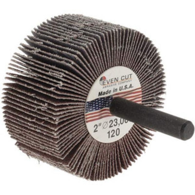 Value Collection 2 Diam x 1 Face Width, Fine Aluminum Oxide Coated Mounted Flap Wheel 1/4 Shank Mount, 120 Grit, 25,000 Max RPM BD3268 – 64706153