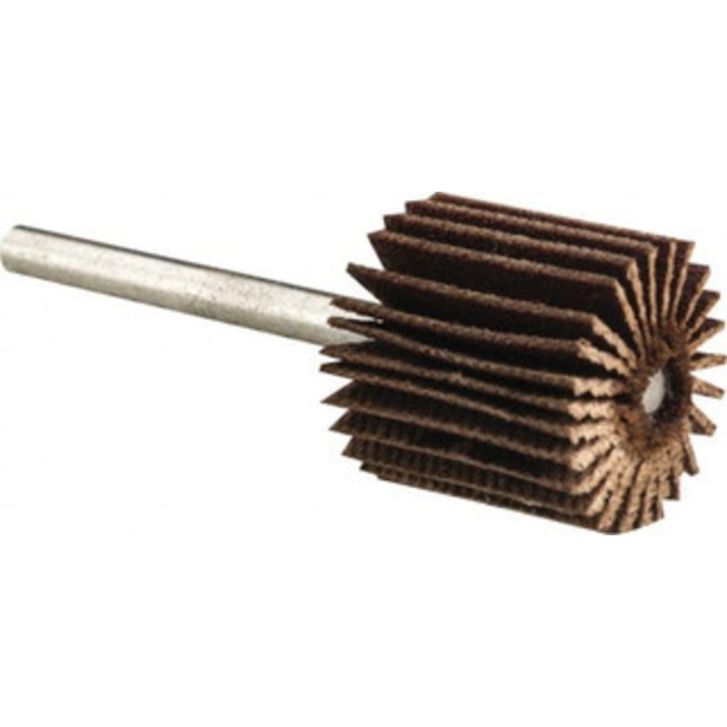 Merit Abrasives 5/8 Diam x 5/8 Face Width, Very Fine Aluminum Oxide Coated Mounted Flap Wheel 1/8 Shank Mount, 180 Grit, Cloth Backing, 37,000 Max RPM 08834137483 – 84400621