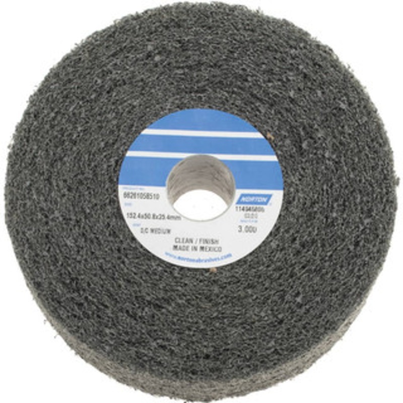 Norton 6 Diam, 2 Face Width, 1 Center Hole, Medium Grade, Silicon Carbide Deburring Wheel Convolute, Medium Density 4 Grade, 3,000 RPM 66261058510 – 70492954