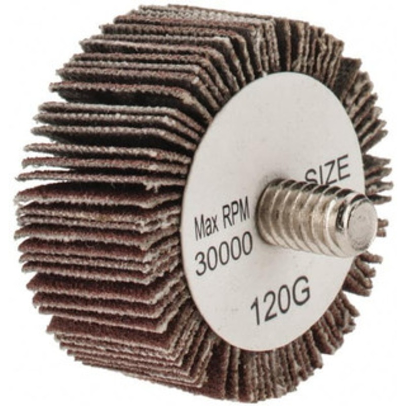 Tru-Maxx 1-3/8 Diam x 5/8 Face Width, Fine Aluminum Oxide Coated Mounted Flap Wheel 1/4-20 Threaded Mount, 120 Grit, 30,000 Max RPM SZQCM120 – 87656724