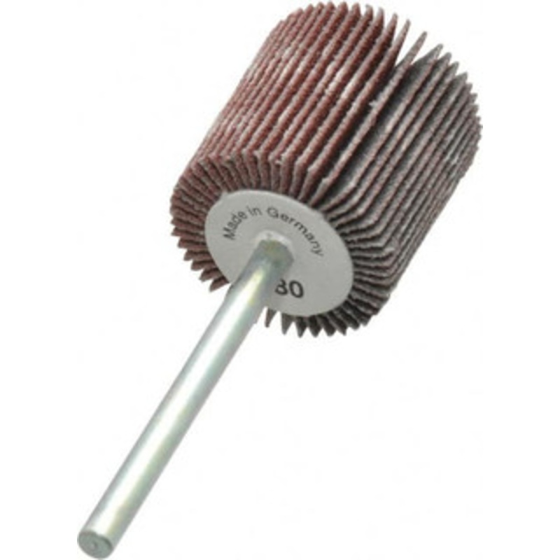 Value Collection 3/4 Diam x 3/4 Face Width, Very Fine Aluminum Oxide Coated Mounted Flap Wheel 1/8 Shank Mount, 180 Grit, X Weighted Cloth Backing, 35,000 Max RPM 112149 – 05096789