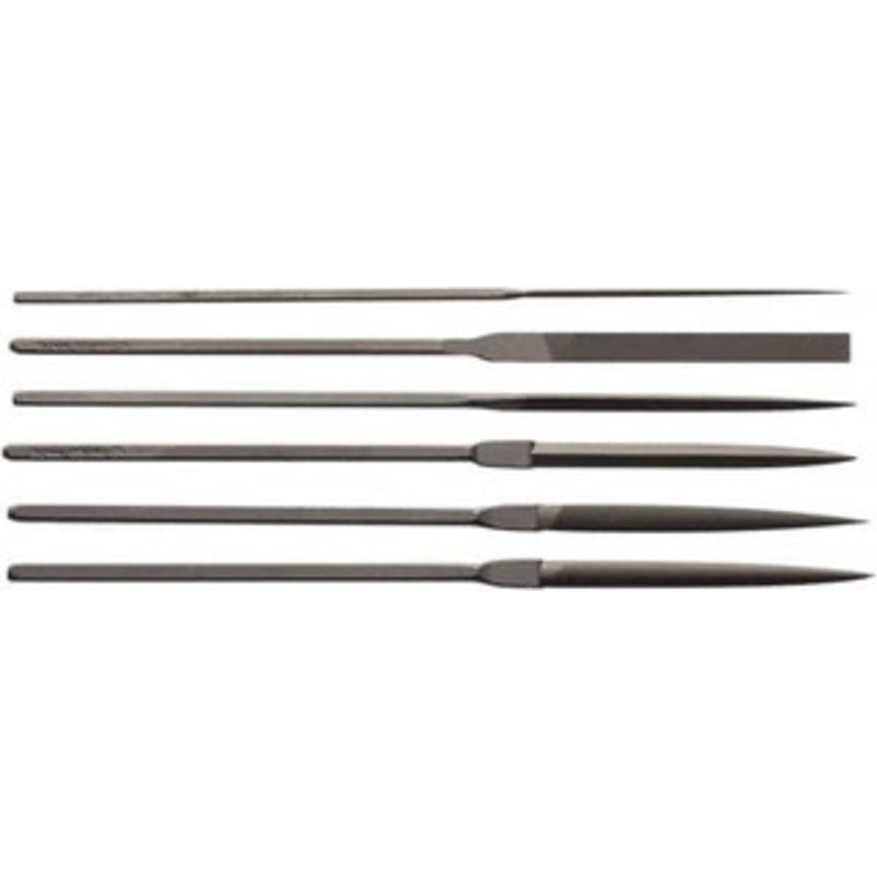 Value Collection 6 Piece Needle Pattern File Set Fine Coarseness, Set Includes Comprise, Pillar, Half Round, Crossing, Square, Round, Barrette LE3080-6 – 42308031