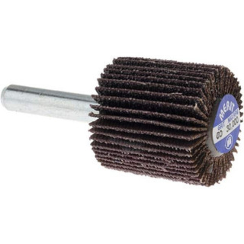 Merit Abrasives 1 Diam x 1 Face Width, Medium Aluminum Oxide Coated Mounted Flap Wheel 1/4 Shank Mount, 60 Grit, Cloth Backing, 30,000 Max RPM 08834137310 – 09608589