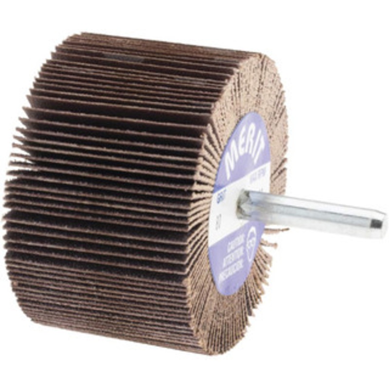 Merit Abrasives 2-1/2 Diam x 1-1/2 Face Width, Medium Ceramic Alumina Coated Mounted Flap Wheel 1/4 Shank Mount, 80 Grit, Cloth Backing, 20,000 Max RPM 08834137421 – 72373392
