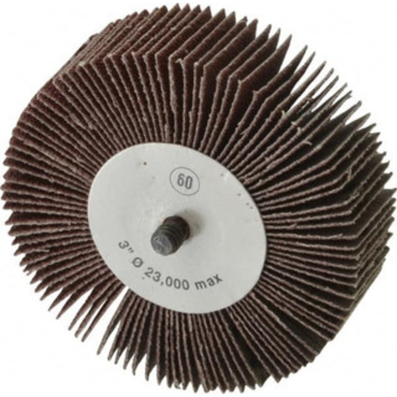 CGW Abrasives 3 Diam x 1 Face Width, Medium Aluminum Oxide Coated Mounted Flap Wheel 1/4-20 Threaded Mount, 60 Grit, 20,000 Max RPM 41005 – 01824457