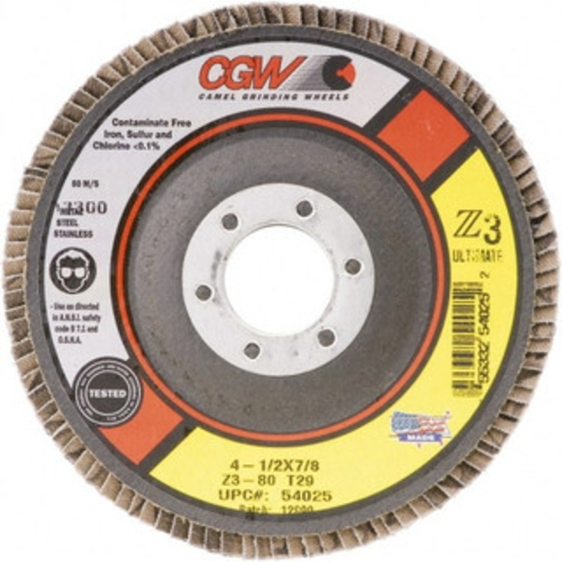 CGW Abrasives 4-1/2 60 Grit 7/8 Center Hole Type 27 Zirconia Alumina Flap Disc Medium Grade, Coated, Arbor Attachment, Poly Cotton Backing, 13,300 RPM 54004 – 77784932