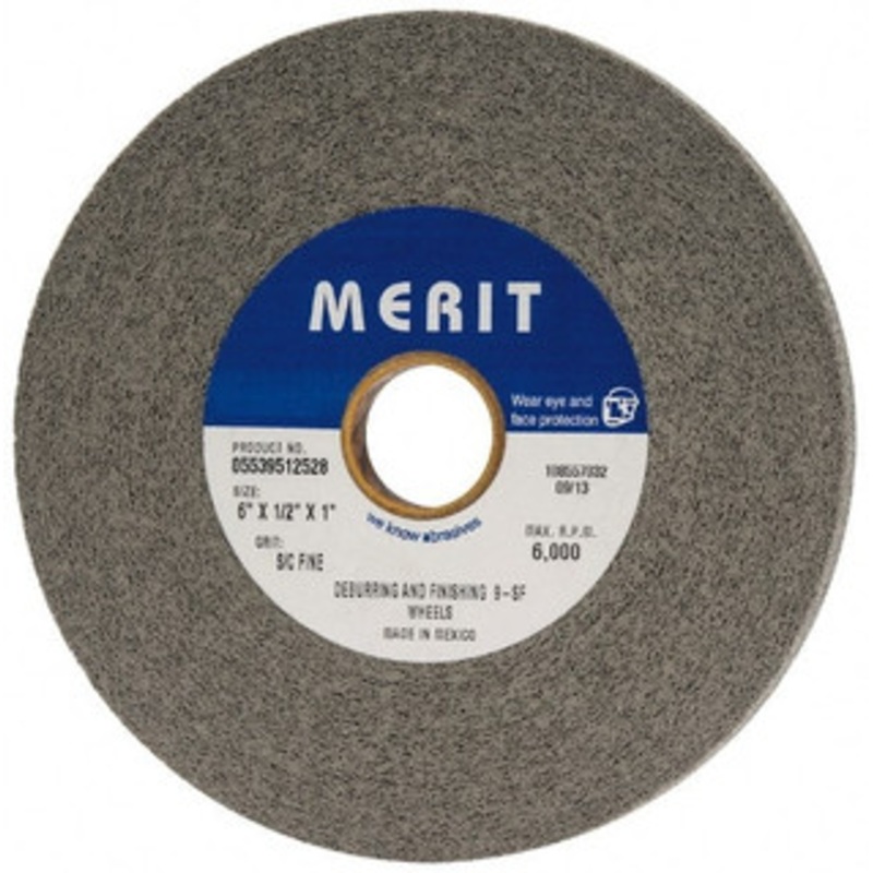 Merit Abrasives 6 Diam, 1/2 Face Width, 1 Center Hole, Fine Grade, Silicon Carbide Deburring Wheel Convolute, Hard Density 9 Grade, 6,000 RPM 05539512528 – 84524925