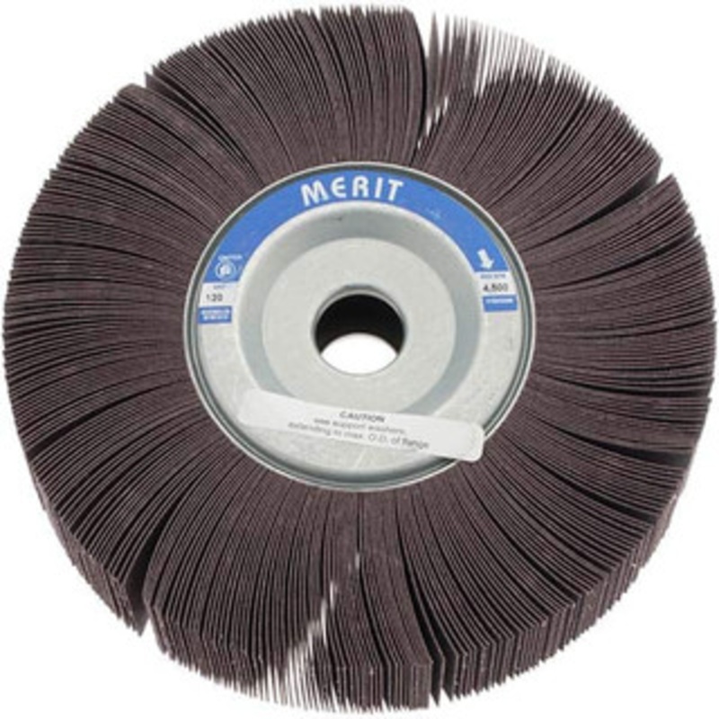Merit Abrasives 8 x 2 120 Grit Aluminum Oxide Unmounted Flap Wheel Coated, Fine Grade, 1 Center Hole, 4,500 Max RPM 08834123097 – 08653479