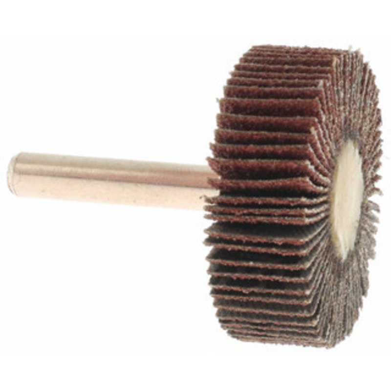 Value Collection 1-1/2 Diam x 1/2 Face Width, Medium Aluminum Oxide Coated Mounted Flap Wheel 1/4 Shank Mount, 60 Grit, 30,000 Max RPM BD3258 – 64706336