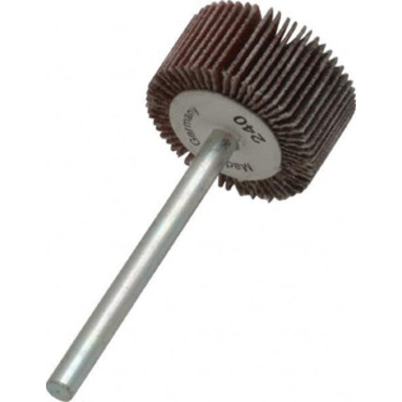 Value Collection 3/4 Diam x 3/8 Face Width, Very Fine Aluminum Oxide Coated Mounted Flap Wheel 1/8 Shank Mount, 240 Grit, X Weighted Cloth Backing, 35,000 Max RPM 112090 – 05096482