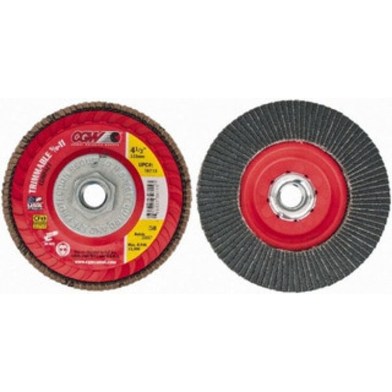 CGW Abrasives 4-1/2 80 Grit 5/8-11 Center Hole Type 27 Zirconia Alumina Flap Disc Fine Grade, Coated, Arbor Attachment, Poly Cotton Backing, 13,300 RPM 39715 – 78916954
