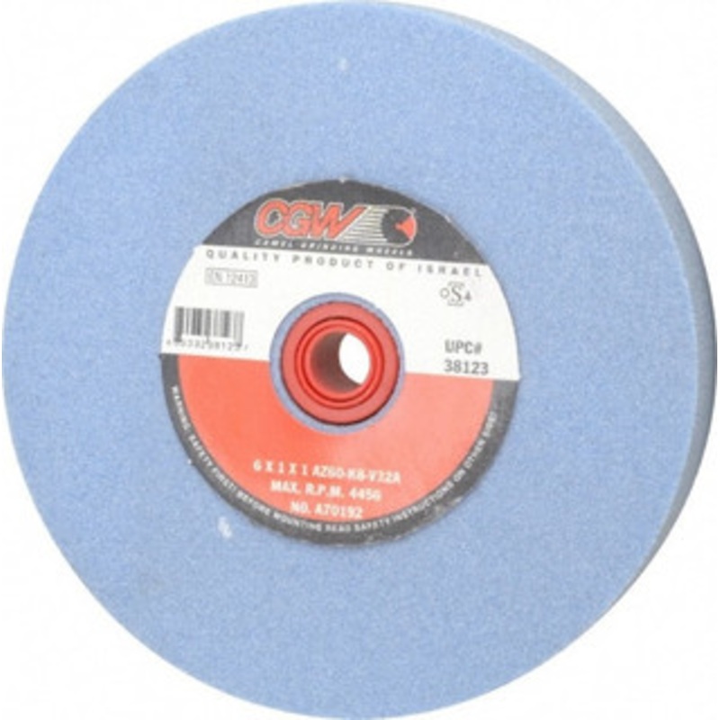 CGW Abrasives 60 Grit Aluminum Oxide Bench & Pedestal Grinding Wheel 6 Diam x 1 Hole x 1 Thick, 4456 Max RPM, K Hardness, Medium Grade , Vitrified Bond 38123 – 78202819