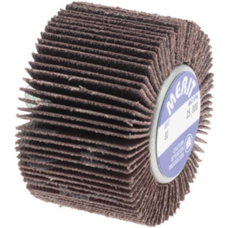 Merit Abrasives 1-5/8 Diam x 1 Face Width, Medium Aluminum Oxide Coated Mounted Flap Wheel 1/4-20 Threaded Mount, 80 Grit, Cloth Backing, 25,000 Max RPM 08834132016 – 72371990