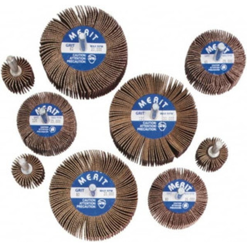 Merit Abrasives 9 Piece Flap Wheel Kit 60, 80 & 120 Grit, Medium & Fine Grade, Contains Wheels Mounted on 1/4 Shank 08834131041 – 84400506
