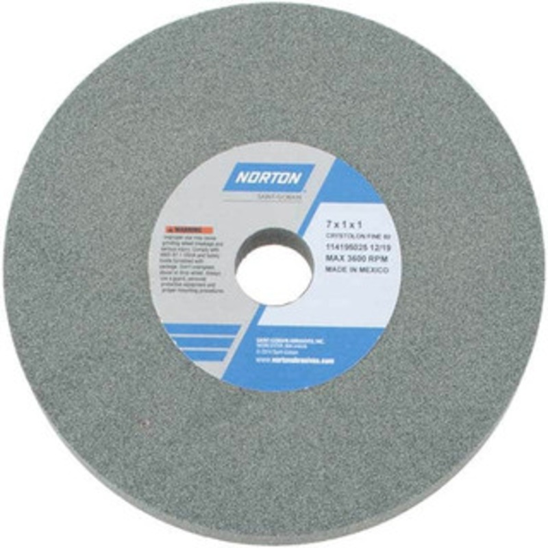 Norton 80 Grit Silicon Carbide Bench & Pedestal Grinding Wheel 7 Diam x 1 Hole x 1 Thick, 3600 Max RPM, Medium Grade 66252942301 – 75942326