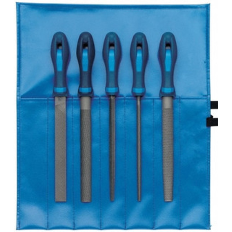 PFERD 5 Piece American Pattern File Set 8 Long, Bastard Coarseness, Ergonomic Handle, Set Includes Hand, Square, Half Round, Round, Wood Rasp 16077 – 40712218