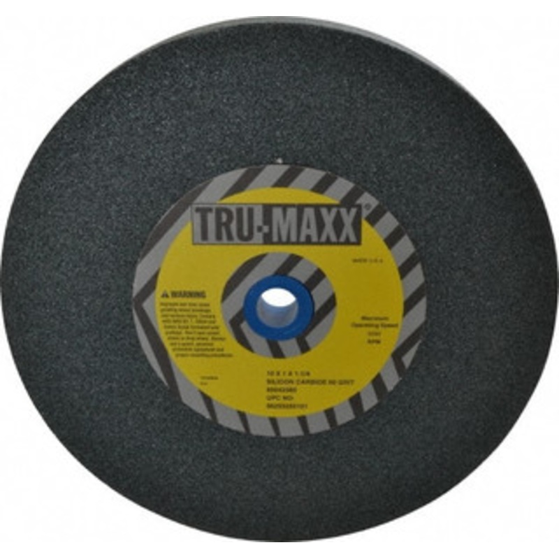 Tru-Maxx 60 Grit Silicon Carbide Bench & Pedestal Grinding Wheel 10 Diam x 1-1/4 Hole x 1 Thick, 3250 Max RPM, K Hardness, Medium Grade , Vitrified Bond 66253255191 – 85642585