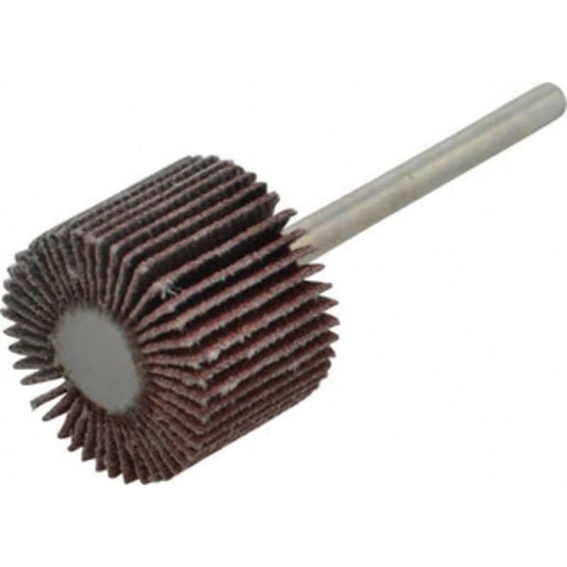 Value Collection 3/4 Diam x 5/8 Face Width, Fine Aluminum Oxide Coated Mounted Flap Wheel 1/8 Shank Mount, 120 Grit, X Weighted Cloth Backing, 35,000 Max RPM 112127 – 05096664
