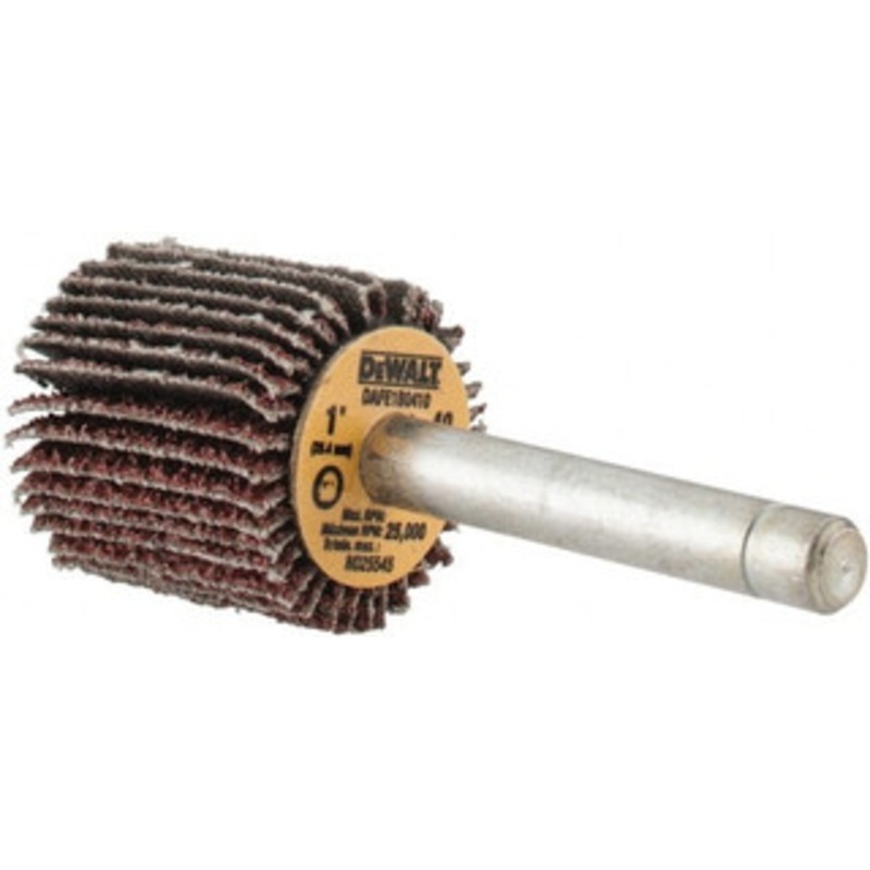 DeWALT 1 Diam x 1 Face Width, Coarse Aluminum Oxide Coated Mounted Flap Wheel 1/4 Shank Mount, 40 Grit, Cloth Backing, 25,000 Max RPM DAFE1B0410 – 42232785