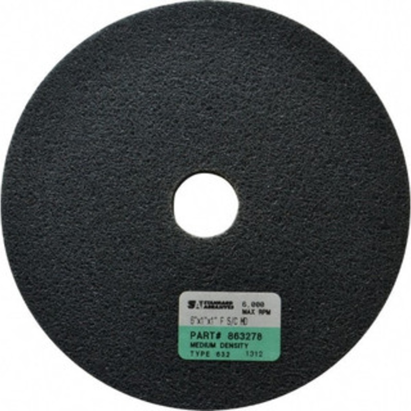 Standard Abrasives 6 Diam, 1 Face Width, 1 Center Hole, Fine Grade, Silicon Carbide Deburring Wheel Unitized, Soft/Medium Density 6 Grade, 5,000 RPM 7000046911 – 00545434