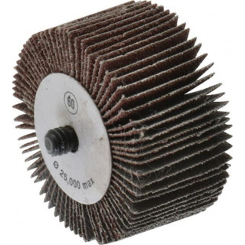 CGW Abrasives 2 Diam x 1 Face Width, Medium Aluminum Oxide Coated Mounted Flap Wheel 1/4-20 Threaded Mount, 60 Grit, 25,000 Max RPM 39989 – 01824291