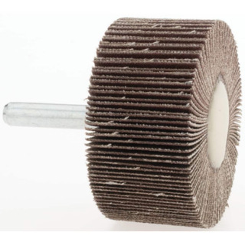 Merit Abrasives 2 Diam x 1 Face Width, Very Fine Ceramic Alumina Coated Mounted Flap Wheel 1/4 Shank Mount, 180 Grit, Cloth Backing, 25,000 Max RPM 08834137373 – 97092803