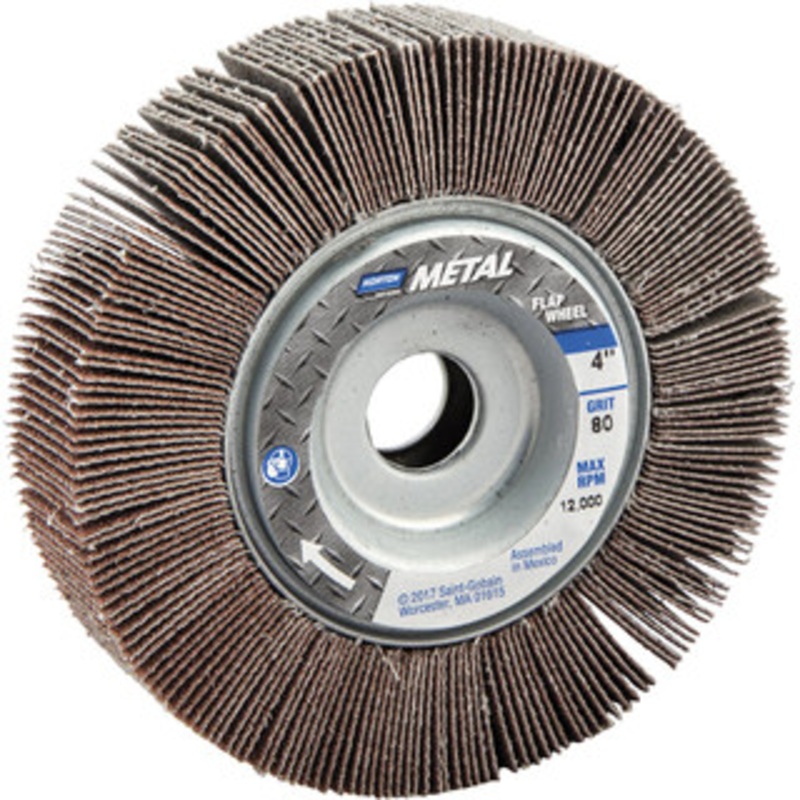 Norton 4 x 1 80 Grit Aluminum Oxide Unmounted Flap Wheel Coated, Medium Grade, 5/8 Center Hole, 12,000 Max RPM 63642502674 – 05098967