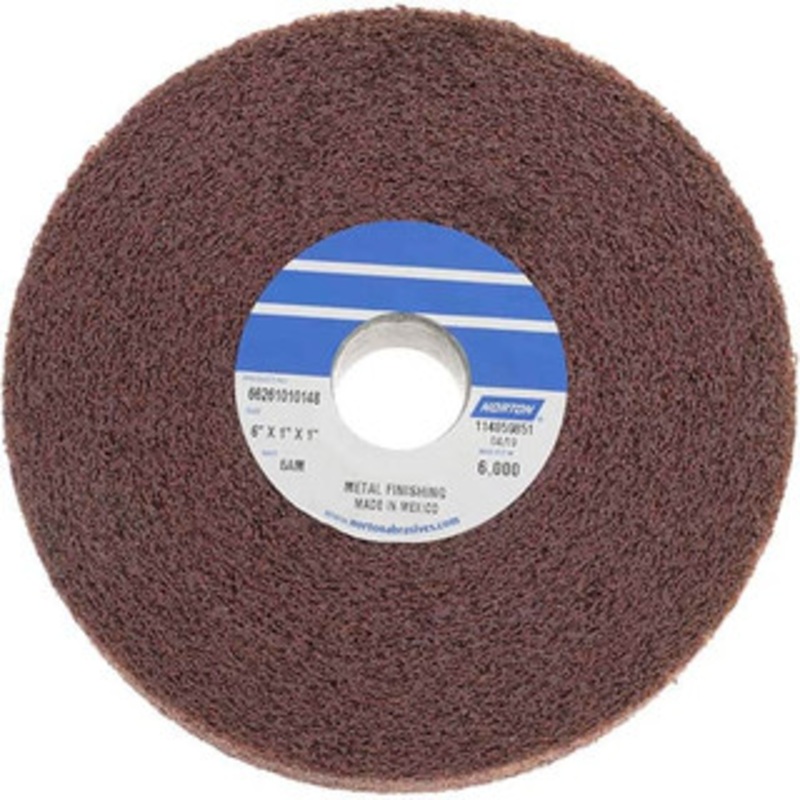 Norton 6 Diam, 1 Face Width, 1 Center Hole, Medium Grade, Aluminum Oxide Deburring Wheel Convolute, Medium Density 6 Grade, 6,000 RPM 66261010148 – 07554926