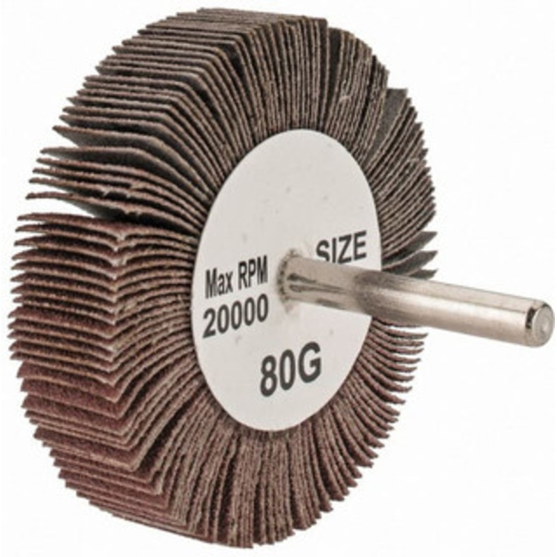 Tru-Maxx 3 Diam x 3/4 Face Width, Medium Aluminum Oxide Coated Mounted Flap Wheel 1/4 Shank Mount, 80 Grit, 20,000 Max RPM SZMFW1580 – 87661641