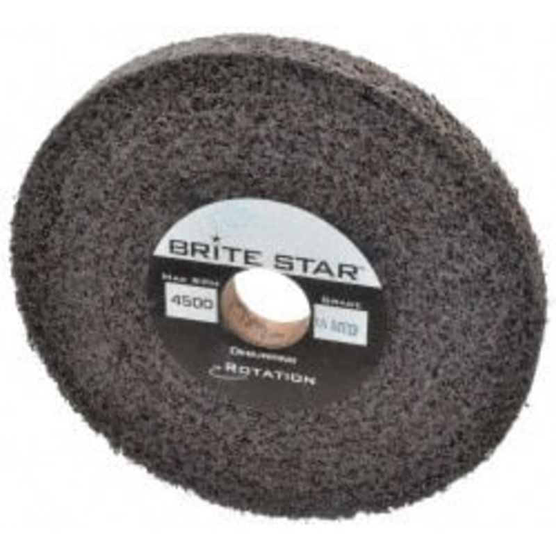 Brite Star 6 Diam, 1/2 Face Width, 1 Center Hole, Medium Grade, Aluminum Oxide Deburring Wheel Convolute, Hard Density 8 Grade, 4,500 RPM 66261114528 – 81243818
