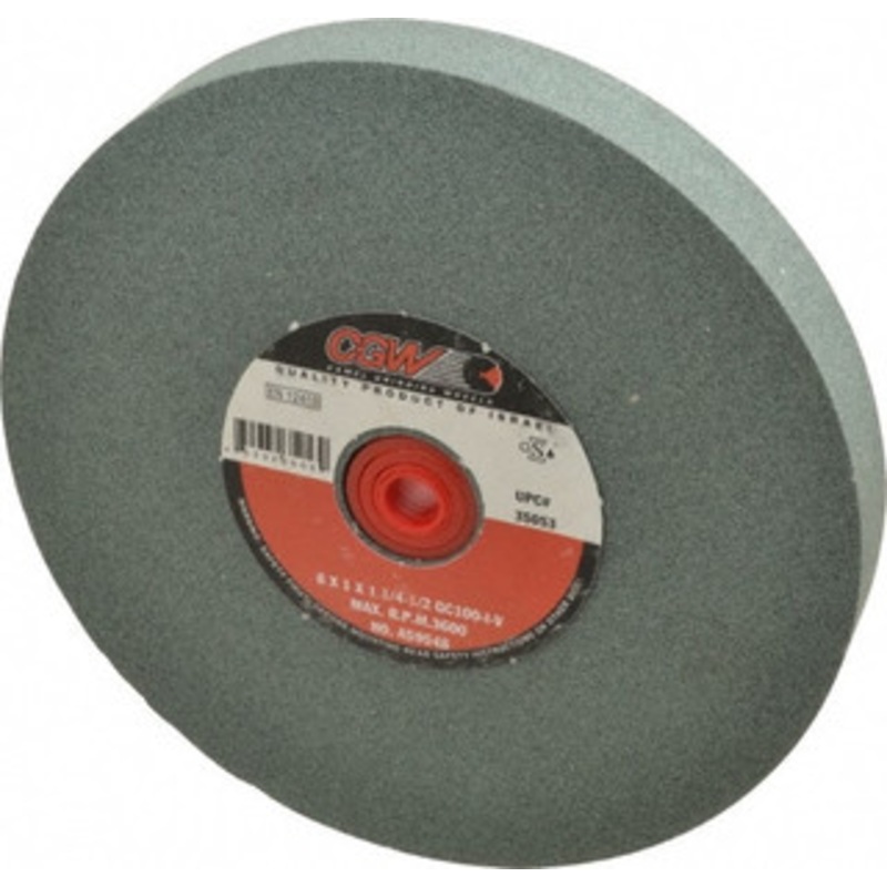 CGW Abrasives 100 Grit Silicon Carbide Bench & Pedestal Grinding Wheel 8 Diam x 1-1/4 Hole x 1 Thick, 3600 Max RPM, I Hardness, Fine Grade , Vitrified Bond 35053 – 03588282