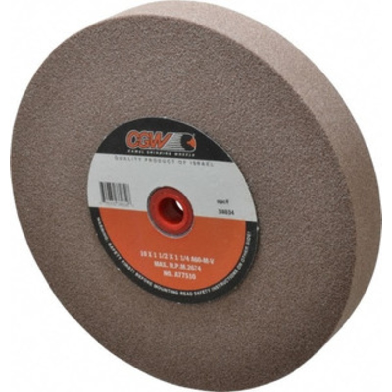 CGW Abrasives 60 Grit Aluminum Oxide Bench & Pedestal Grinding Wheel 10 Diam x 1-1/4 Hole x 1-1/2 Thick, 2483 Max RPM, M Hardness, Medium Grade , Vitrified Bond 38034 – 01156017